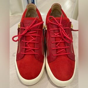 Giuseppe Zanotti Red Suede & Leather Low-Top Sneakers Size 42 (Men)